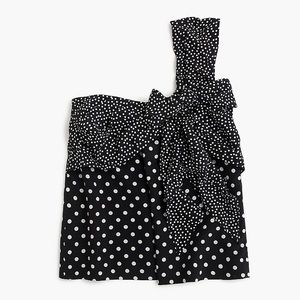 NWT J. Crew silk one shoulder bow top